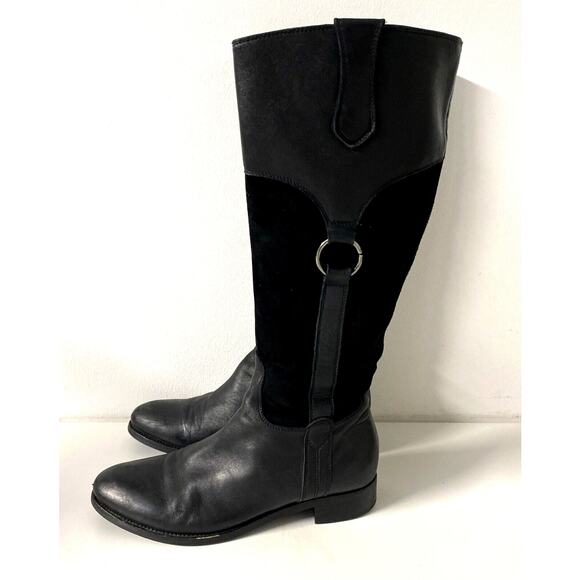 AGL Attilio Giusti Leombruni Tall Boot Leather Suede Black Round Toe Fla… - Picture 4 of 7